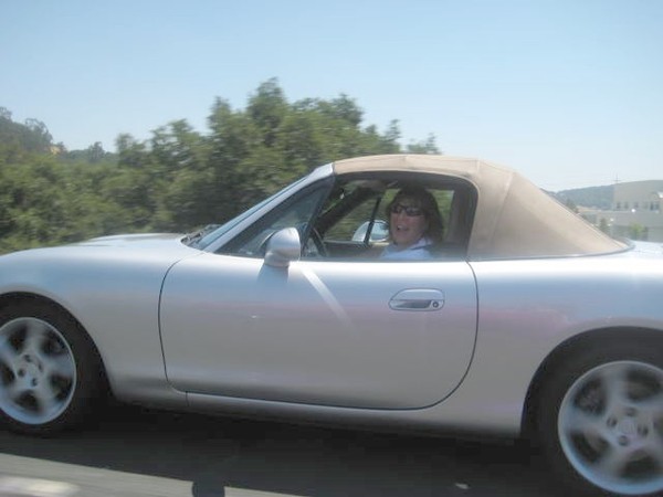 Back on the road with Joann and her new Miata.