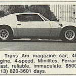 How things have changed! This ad is from the May 1978 issue of HotRod, when Senter was ill. Tom was an editor at Car Craft, and Popular Hot Rodding