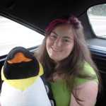 Deanna and her Mopar penguin as we head home.