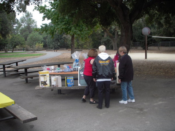 Cindy gets the raffle area all set up.