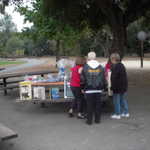 Cindy gets the raffle area all set up.