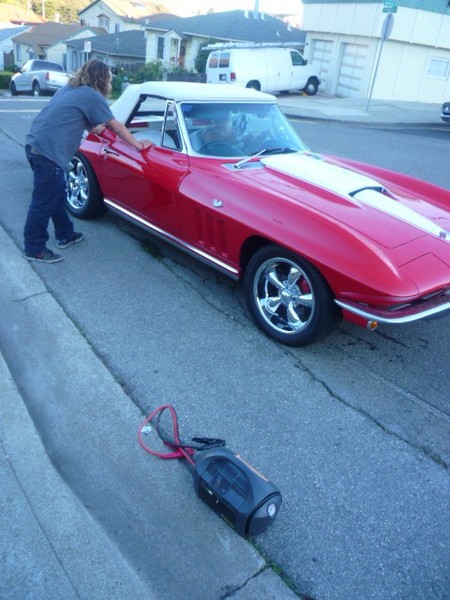 Sally in the mean time was telling her the ladies way to drive a manual transmission on a steep hill (use the parking brake until you get rolling). In the end after 1/2 hour she was able to get it in 3rd and lug the engine long enough to make it through the stop sign and up the hill.