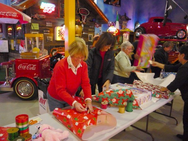 Toy wrappping at Sparky's Hot Rod Shop. 072