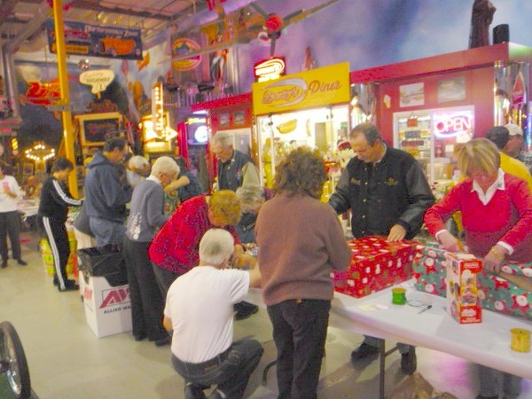 Toy wrappping at Sparky's Hot Rod Shop. 086