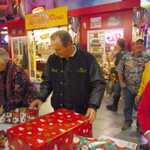 Toy wrappping at Sparky's Hot Rod Shop. 087