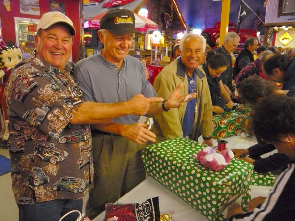 Toy wrappping at Sparky's Hot Rod Shop. 093