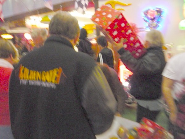Toy wrappping at Sparky's Hot Rod Shop. 098