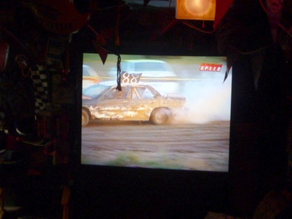 A little demo derby action on the TV.