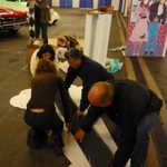 The GGSMU gand sets up the club display.