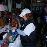 Joann gets the cookables ready.