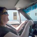 Sally takes the wheel while i do the photo duty.