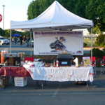 The MPM tent is all ready to hand out the goodies. Got a new toy too. It's a three pot coffee maker!!