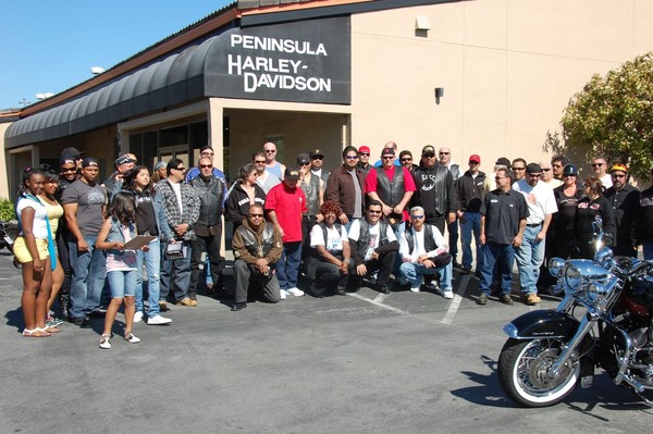 This is the group that roade up from Peninsula Harley Davidson in Redwood City, Ca.