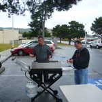 Dan starts the grill for lunch.