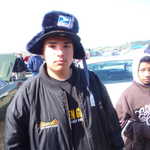 Kevin sports the latest in groovy head wear.