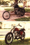 This is a before and after of my Triumph. It was a horrible chopper, so a friend of mine and I "fixed" it.