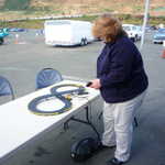 Bev tries out our racetrack.