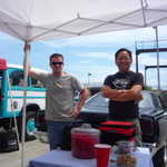 Moparts member Brian aka Sharpie and his pal stop by the show to say hello.