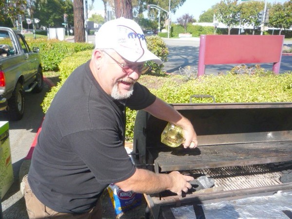 No lighter fluid was available so on the West coast we use Patron Tequlia to lite it off.