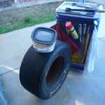 This old NASCAR tire makes a good table.