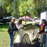 Tammy helps out getting the tent all ready.