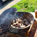 Coals are ready and so are the Hickory chips to add some flavor.
