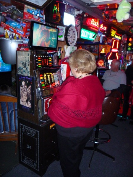 Toni is on a roll with the slot machine.