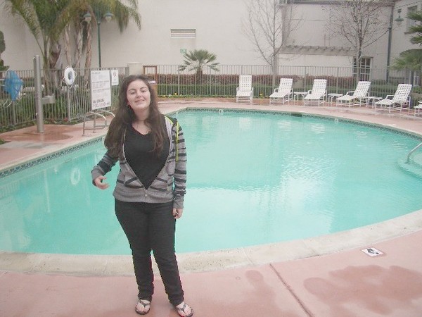 The pool at the San Mateo Marriot Hotel is just like a big "D". Deanna thinks that's pretty cool!