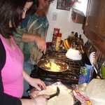 Kim and Sally join forces to whip up a load of food for the event.