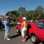 The always popular Kim give the low down on her camaro to the TV crew.