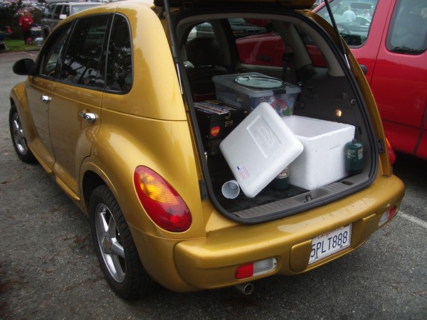 My daughter Deanna's PT cruiser makes for a cool tailgater ride.