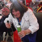 Never tell Cindy a joke while she is pouring champange!