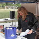 Kim is hard at work getting all the attendies signed in.