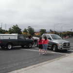 Oh oh not so fast as our buddy Alan gets hits as he is looking to park his truck and join us on the trip.