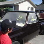 Seems like a good time to paint this truck in the street.
