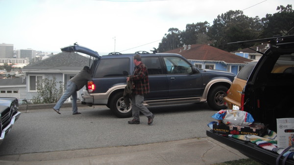 The Dodge truck tailgate makes for a nice bench as you can see.