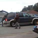The Dodge truck tailgate makes for a nice bench as you can see.