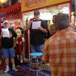 Joe "Sparky" Bullock lets everyone know how the cruise will go.