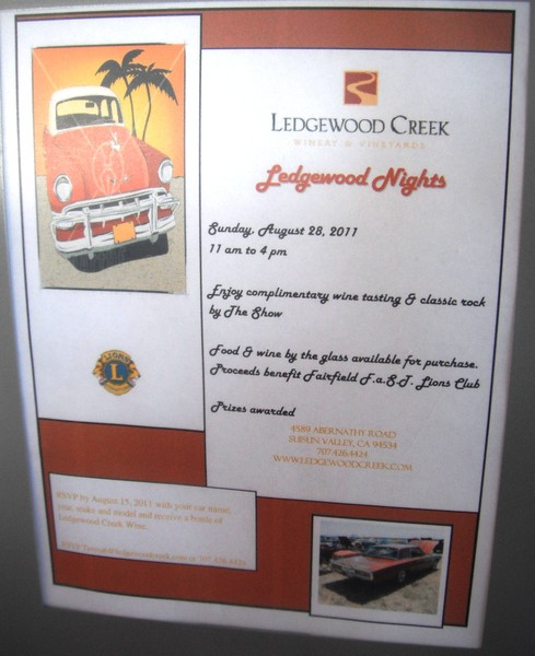 Join us at the Ledgewood winery car show 8-28-2011
