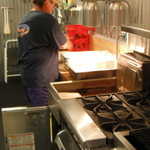 Joe gets the kitchen all preped and we are expecting a big crowd.