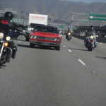 We hit the freeway escorted by a few hundred motorcyclists.
