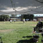 A game of pick up dodgeball starts right across the way.