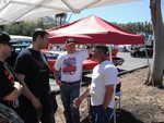 Moparts member Herb aka SCATPK enjoys the event and does some bench racing with the  Dominc the owner of the Golden Mirror resturant in San Francisco.
