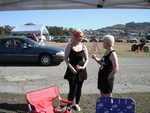 Tammy schools my daughter Caitlin on the virtues of clean living.