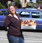 My favorite young lady of the day!! Gina helps hand out all those great tasting donuts!