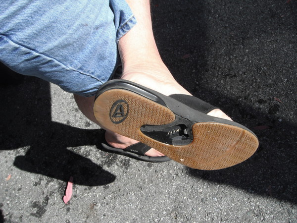 Bottle opener in the sandal, how inventive!
