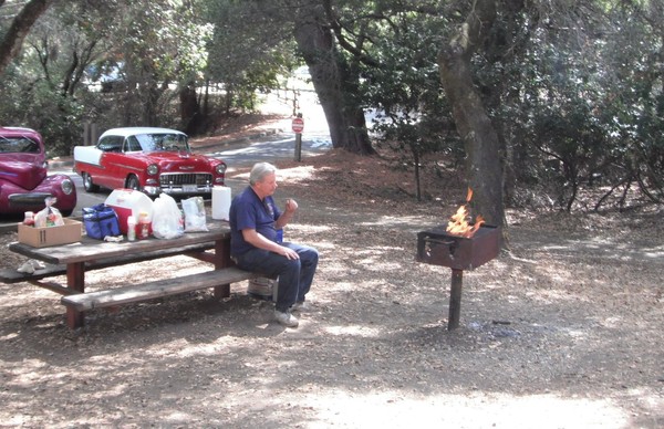 A man and his fire alone in the woods!