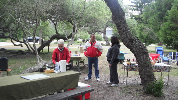 We get here early to set up the picnic area.