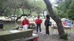 We get here early to set up the picnic area.