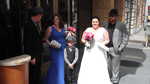 The excited wedding party arrive.